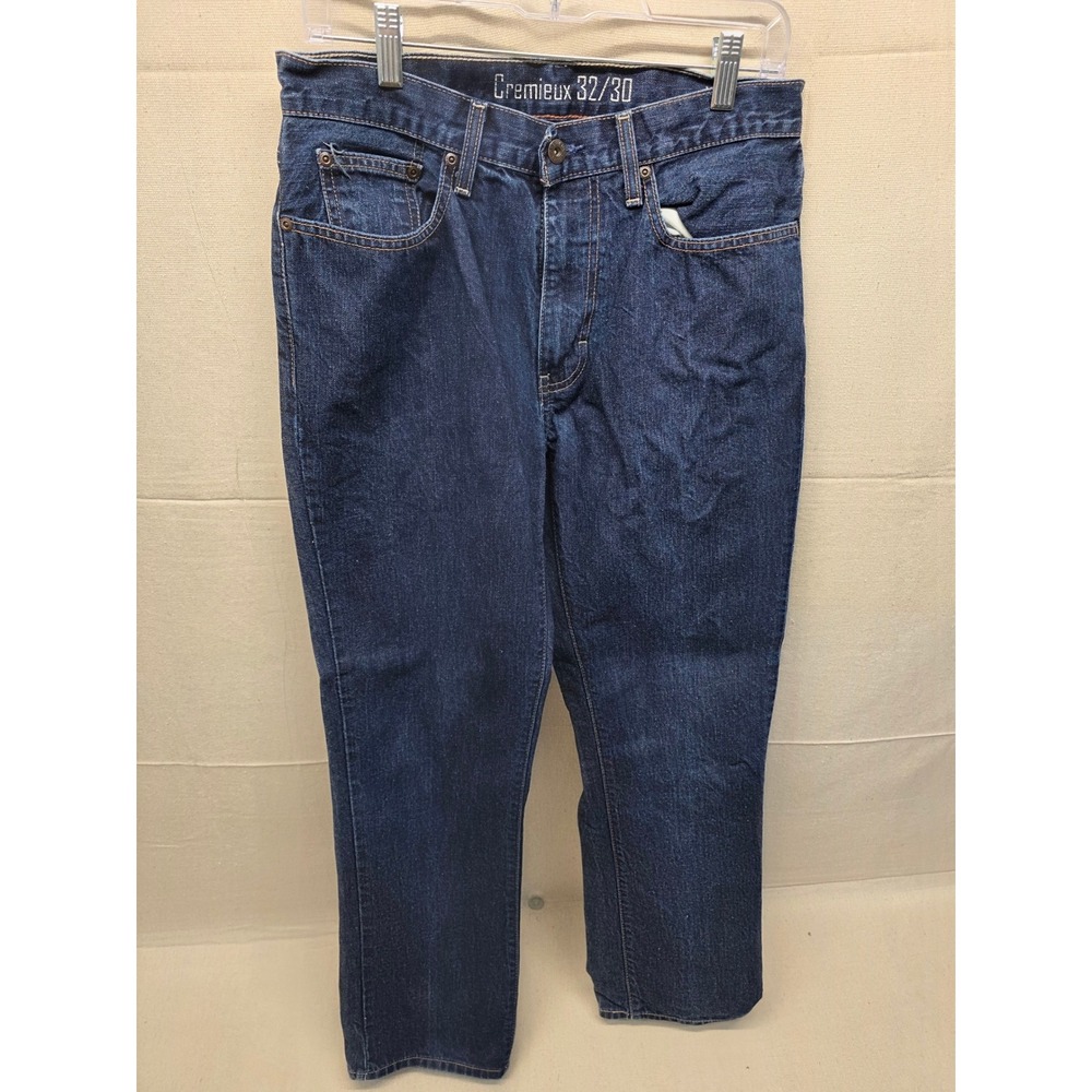 Cremieux Mens Slim Fit Dark Wash Denim Jeans Blue 100% Cotton 32x30